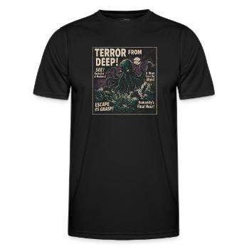 Terreur des profondeurs Kraken Affiche de film Halloween - T-shirt sport Homme - noir - Devant - AI Model Male 178 dark (178cm)