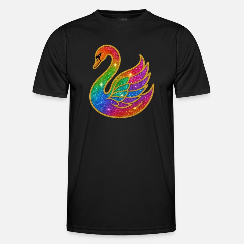 Regenbogen Glitzer Schwan Mutter Männer Funktions-T-Shirt