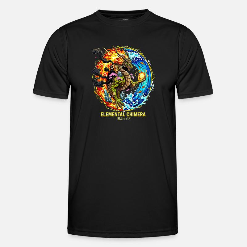 Elemental Chimera | Drache der 3 Elemente Männer Funktions-T-Shirt