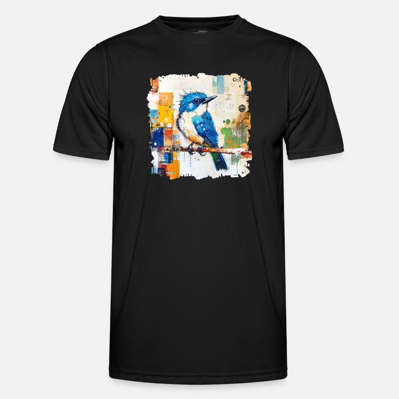 Blauer Vogel im Farbblock-Abstract - Männer Funktions-T-Shirt - Schwarz