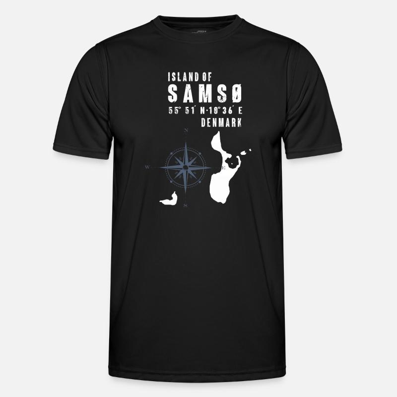 Samsø Samsoe Island Outline Compass - Men's Functional T-Shirt - black