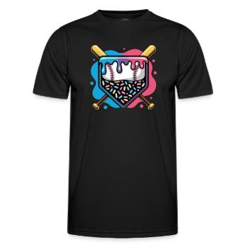 Baseball Home Plate Donut with Sprinkles - Men's Functional T-Shirt - black - Front - AI Model Male 178 dark (178cm)