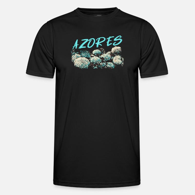 Azores Hydrangea, Blue Hydrangeas - Men's Functional T-Shirt - black