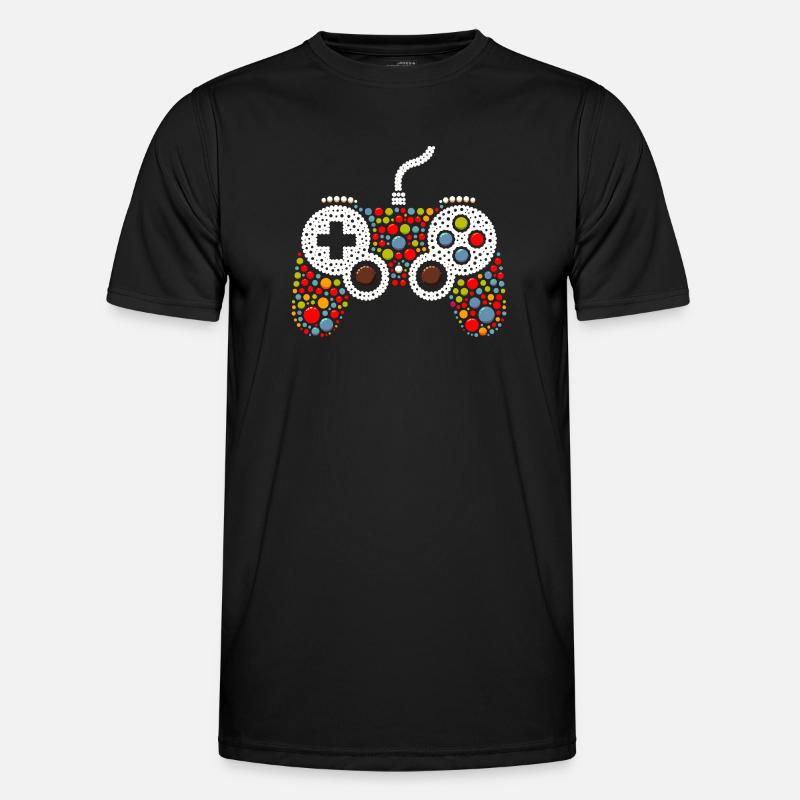 Pointillist Gamecontroller - Männer Funktions-T-Shirt - Schwarz