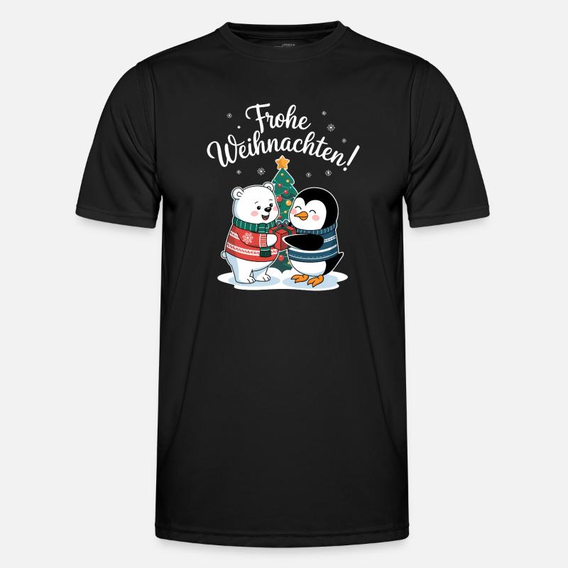 Eisbär Pinguin Weihnachtspullover süß Weihnachten - Männer Funktions-T-Shirt - Schwarz