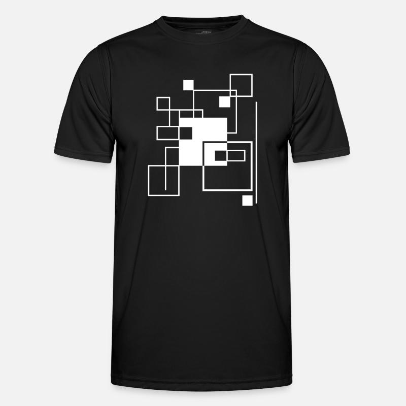 Geometric Gridline Mosaic composition - Men's Functional T-Shirt - black