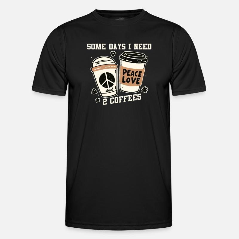 Peace and Coffee: Two Coffees - Men's Functional T-Shirt - black