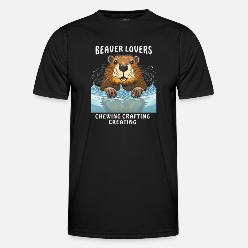 BEAVER LOVERS CHEWING CRAFTING CREATING - Männer Funktions-T-Shirt - Schwarz
