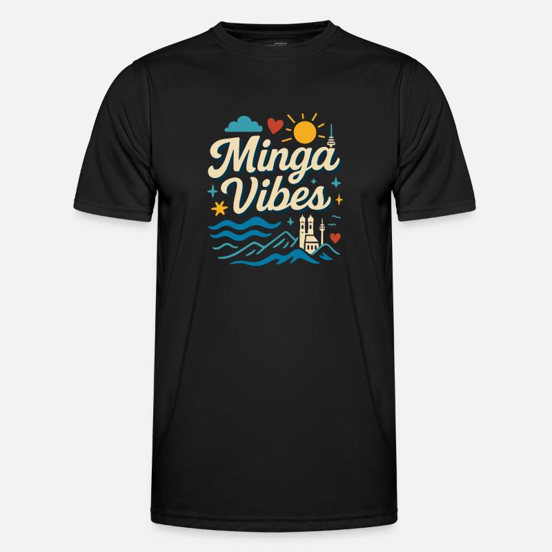 Minga Vibes Munich Skyline Design - Men's Functional T-Shirt - black