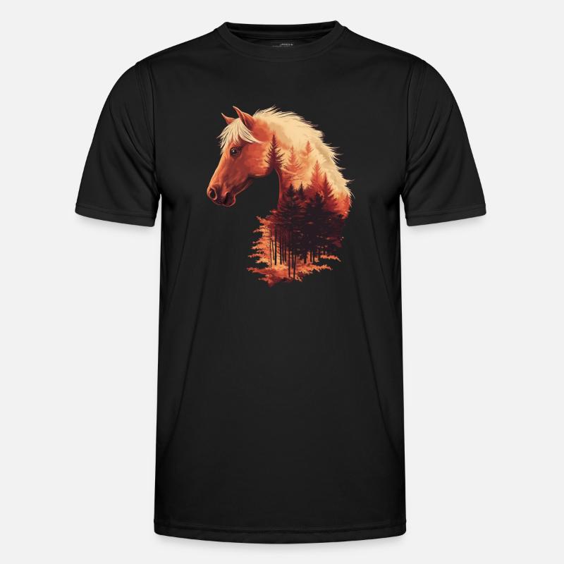 Pferd Herbst Männer Funktions-T-Shirt
