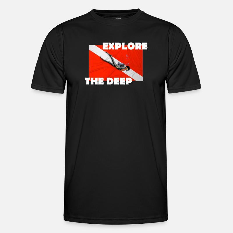 EXPLORE THE DEEP - Männer Funktions-T-Shirt - Schwarz