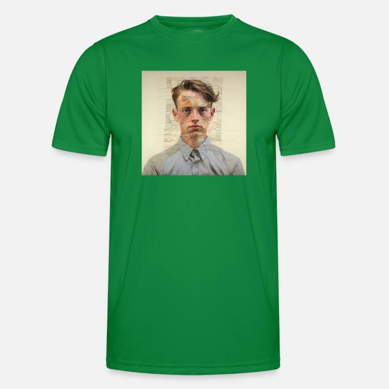 Patchwork-Portraet Collage Männer Funktions-T-Shirt