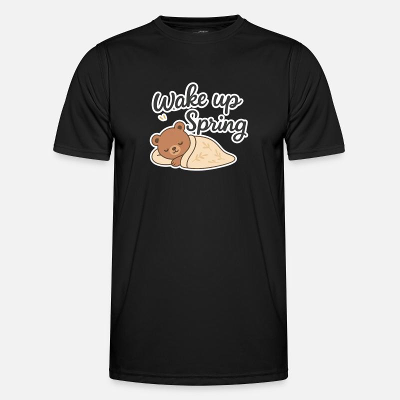 Wake up Spring – Cute Sleeping Bear Design - Men's Functional T-Shirt - black