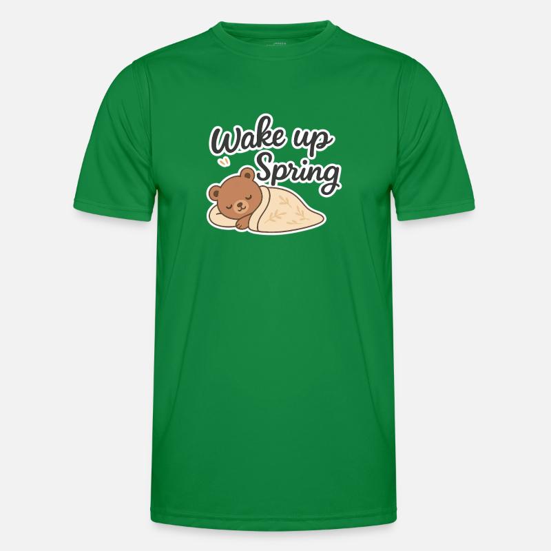 Wake up Spring – Cute Sleeping Bear Design Men's Functional T-Shirt