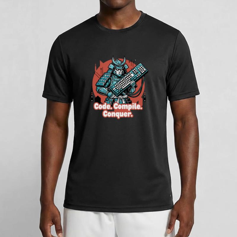 Code Battle Samurai with Keyboard Men's Functional T-Shirt