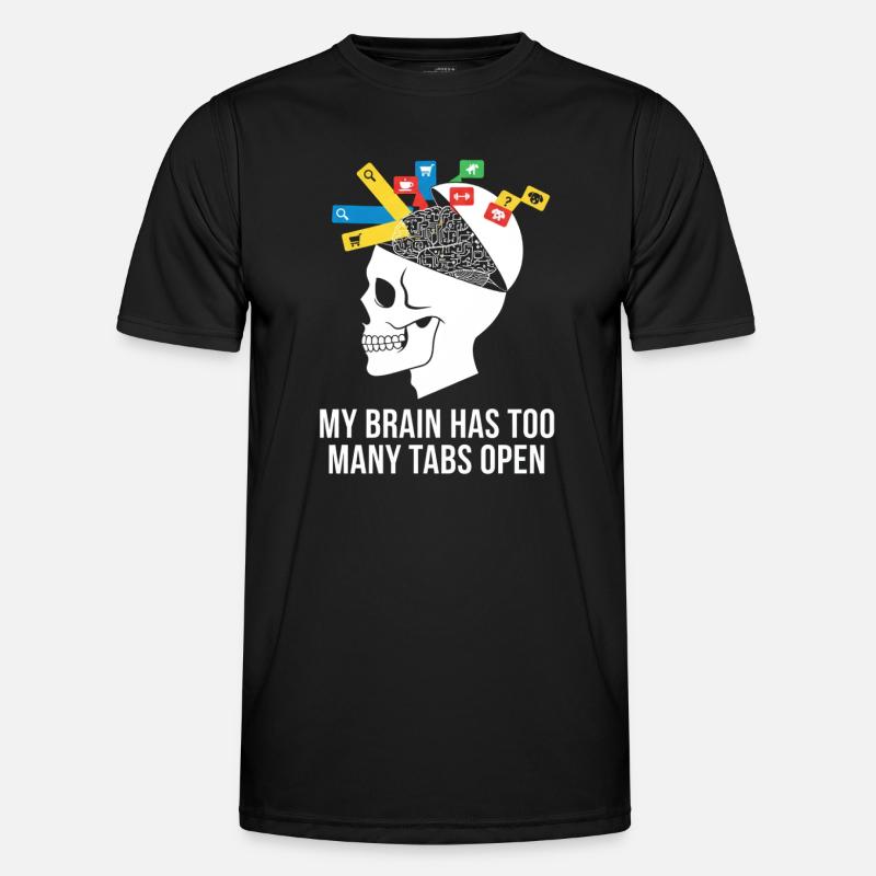 Tabs Open Skull Brain Meme - Men's Functional T-Shirt - black