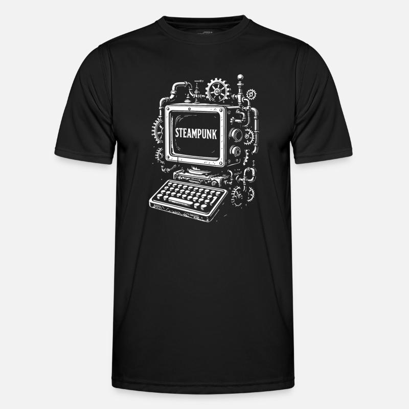 Steampunk Computer Getriebe - Männer Funktions-T-Shirt - Schwarz