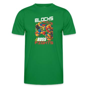 Building Blocks Gamer Gaming Brick Builder - Men's Functional T-Shirt - kelly green - Front - AI Model Male 178 dark (178cm)