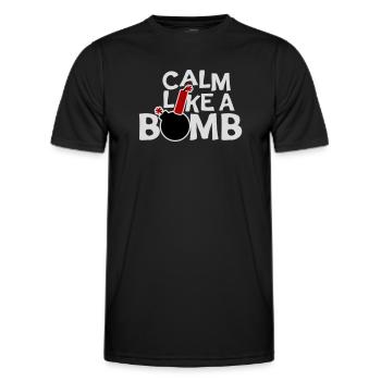 Calm Like Bomb Paradox Irony Humor Explosive Joke - Men's Functional T-Shirt - black - Front - AI Model Male 178 dark (178cm)