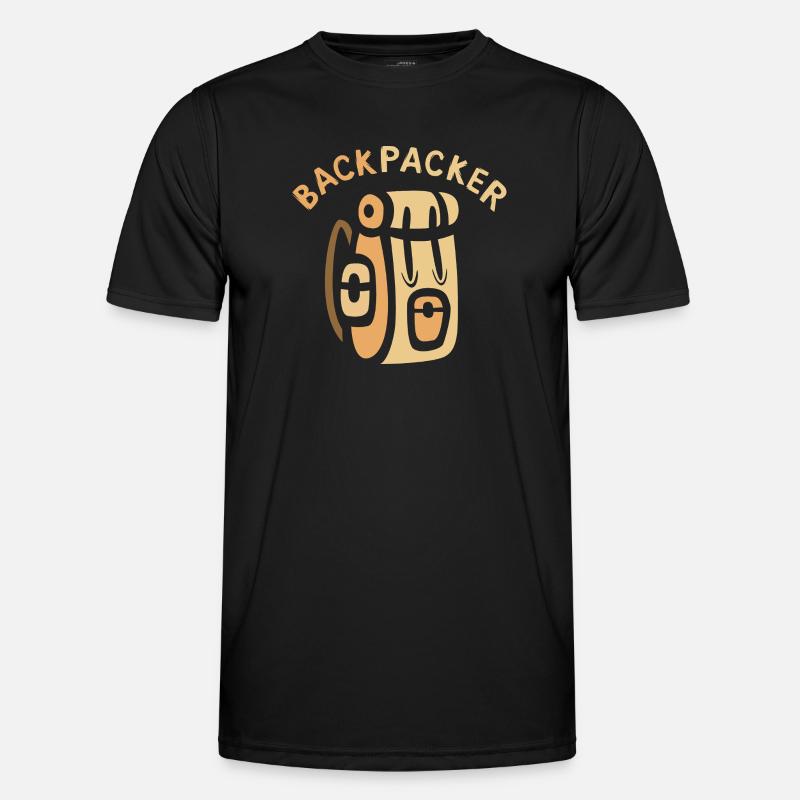 Backpacker Comic Backpack Design - Men's Functional T-Shirt - black