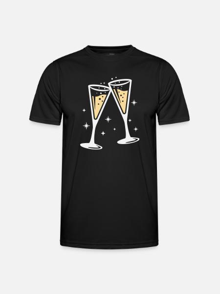Sektglas Prosecco Sekt Alkohol Prost - Men's Functional T-Shirt - black