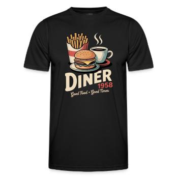 Diner 1958 - Männer Funktions-T-Shirt - Schwarz - Vorne - AI Model Male 178 dark (178cm)