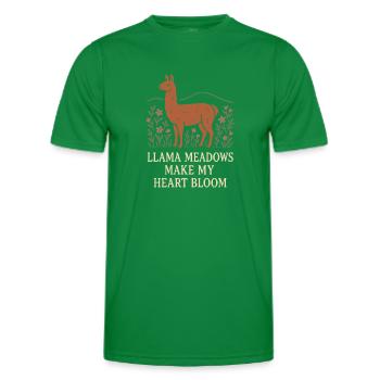 Cottagecore Llama Aesthetic Cute Farm Animal - Men's Functional T-Shirt - kelly green - Front - AI Model Male 178 dark (178cm)