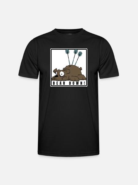 Lustiges Darts Comic Motiv. BEAR DOWN ! - Männer Funktions-T-Shirt - Schwarz