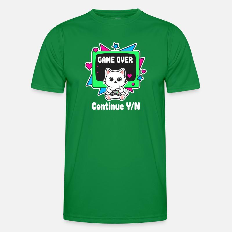 Retro Katzen Controller Game Over Männer Funktions-T-Shirt