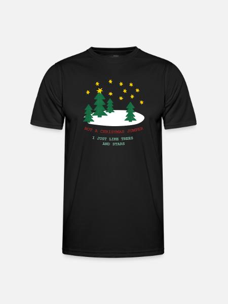 Kein Weihnachtspulli: Bäume und Sterne - Männer Funktions-T-Shirt - Schwarz