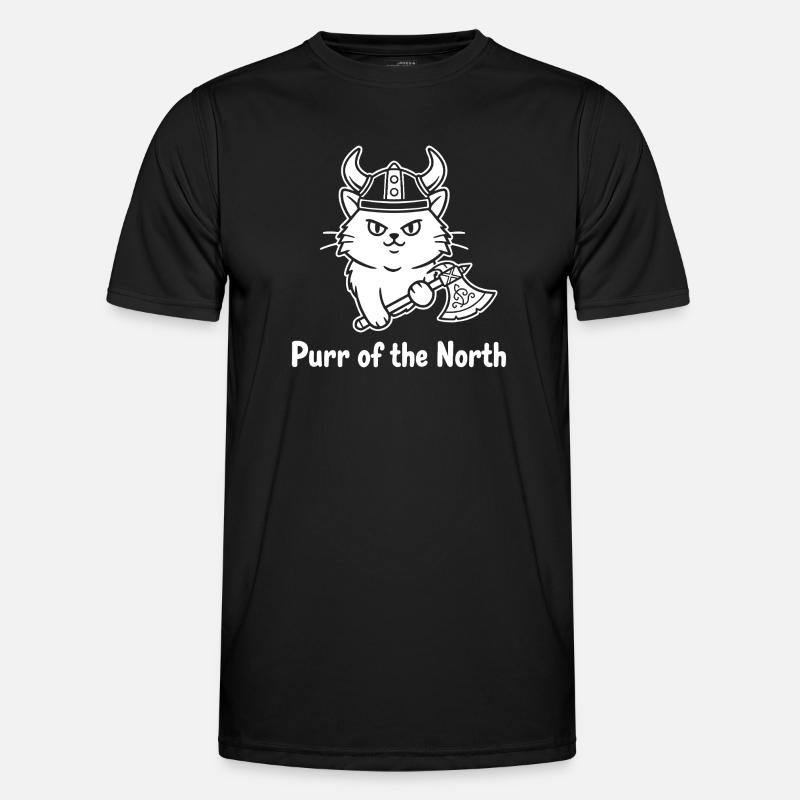 Viking Katze mit Axt - Männer Funktions-T-Shirt - Schwarz