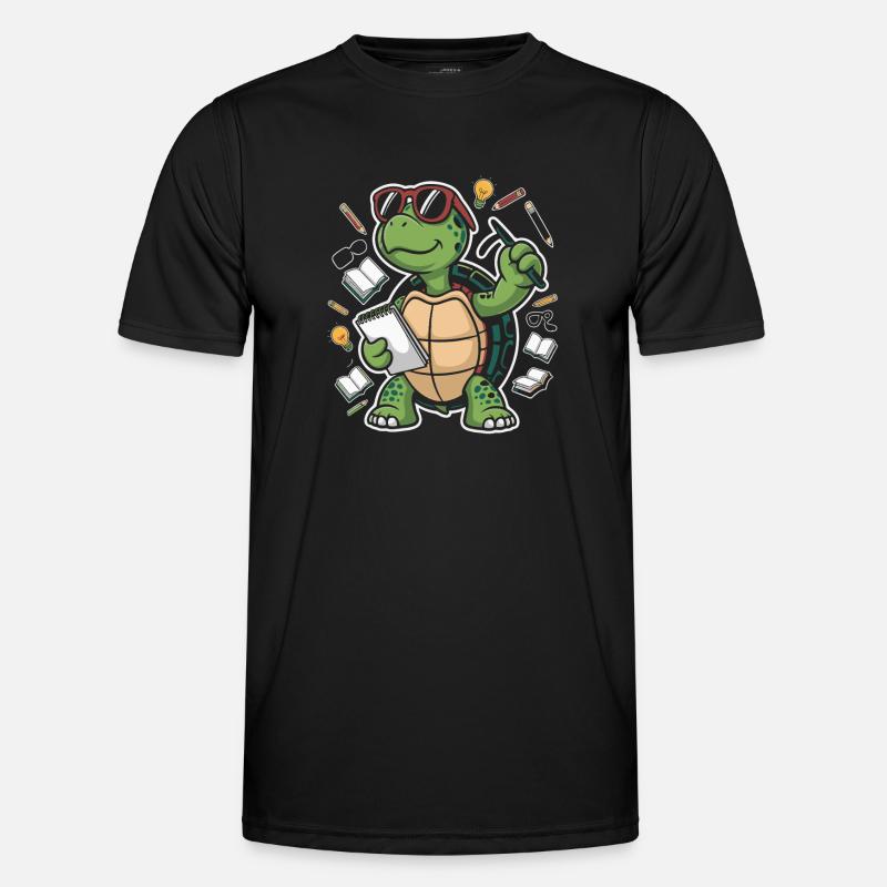 Learning turtle with glasses - Men's Functional T-Shirt - black