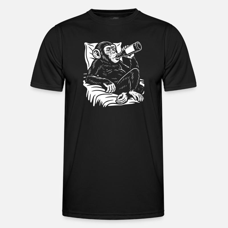 Cheeky Chimp Sips Beer - Men's Functional T-Shirt - black