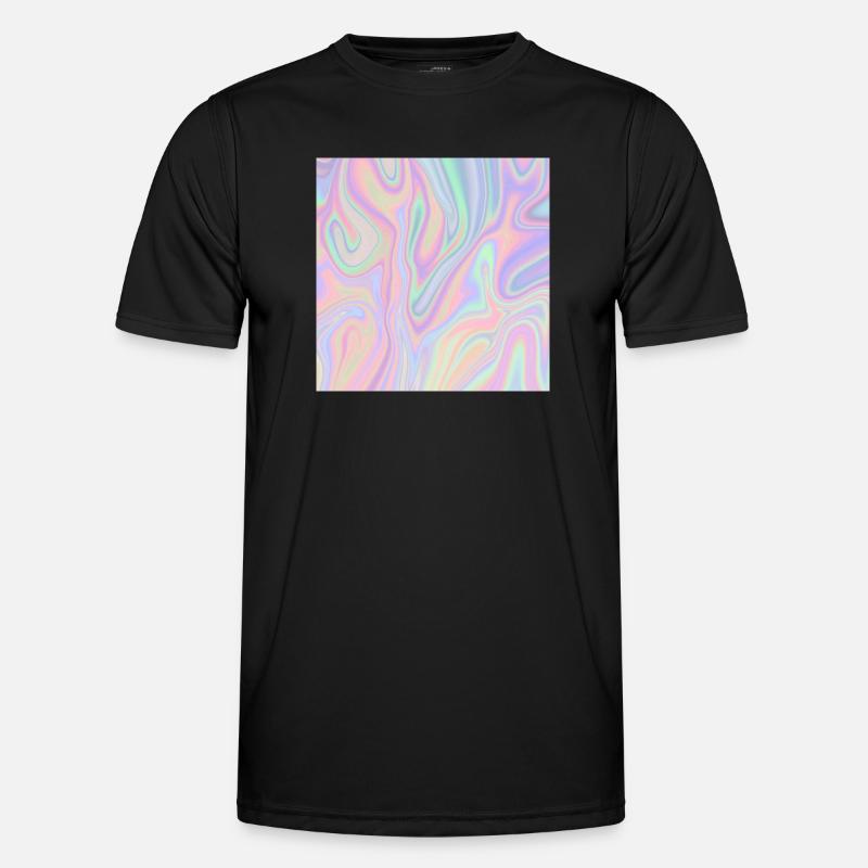 Iridescent Abstract Liquid Pastel Pattern - Men's Functional T-Shirt - black