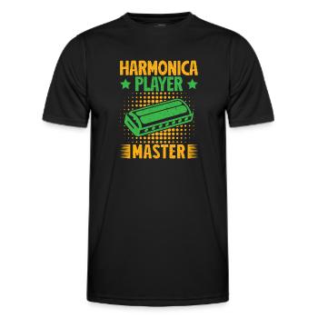 Funny Harmonica Player Master Harmonica - Männer Funktions-T-Shirt - Schwarz - Vorne - AI Model Male 178 dark (178cm)