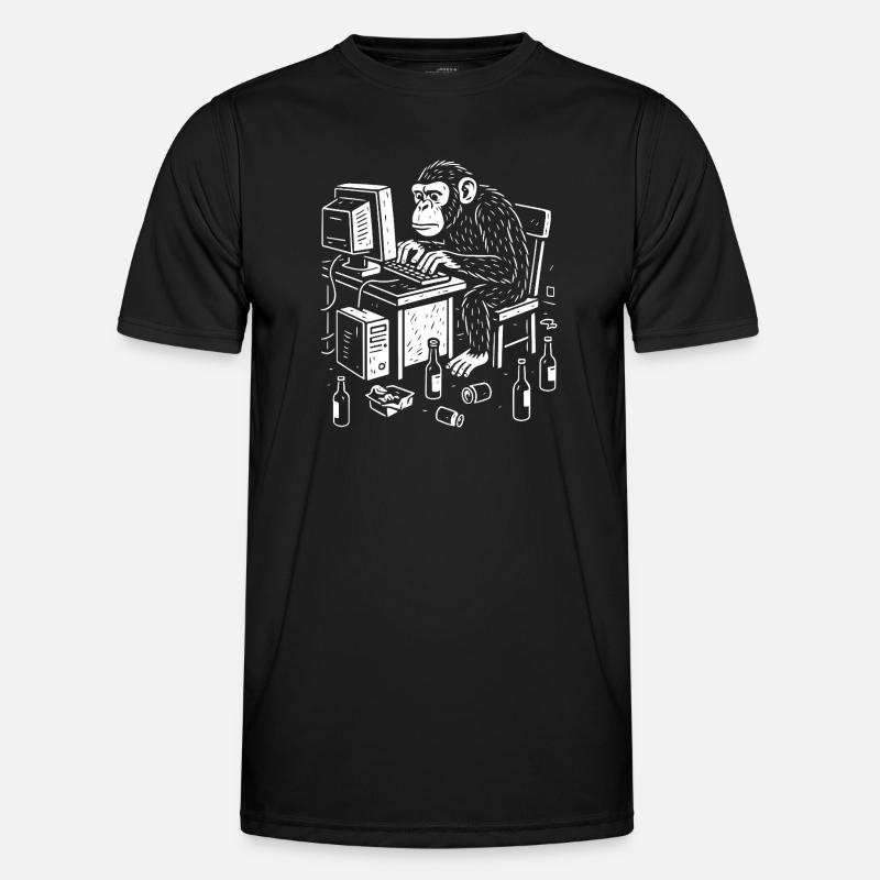 Deskbound Monkey Coder - Men's Functional T-Shirt - black