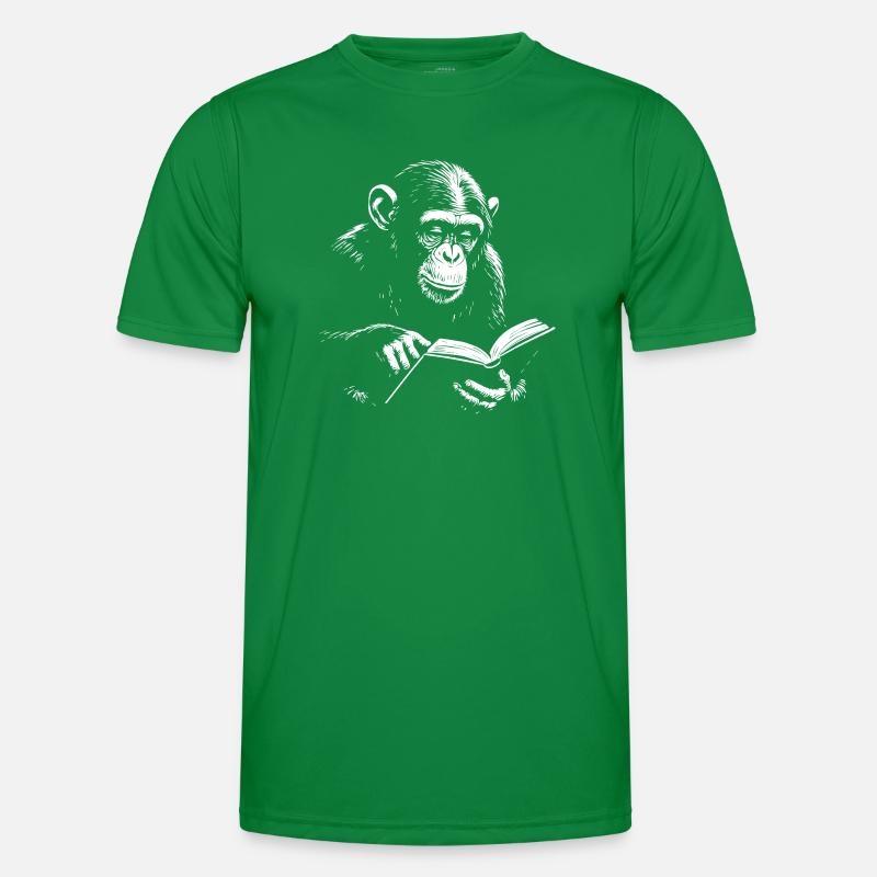 Reading Monkey Illustration Men's Functional T-Shirt