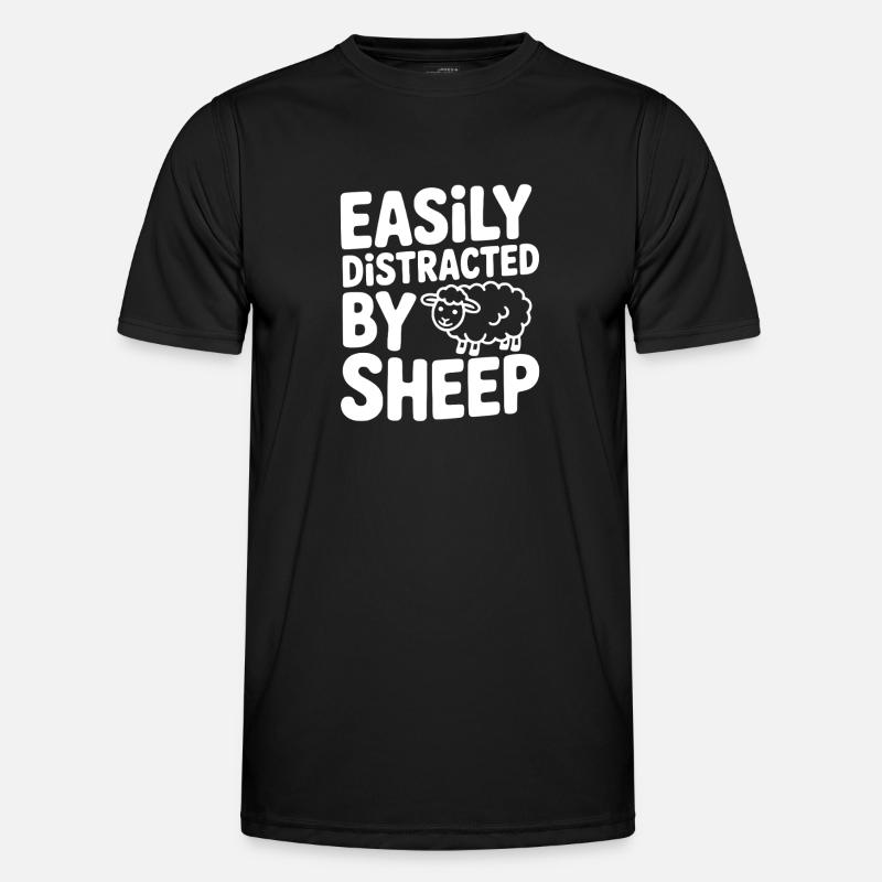 Easily Distracted by Sheep - Men's Functional T-Shirt - black