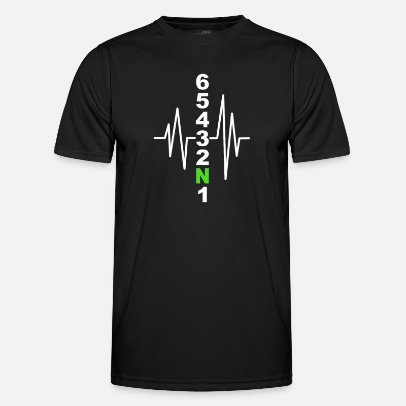 Motorcycle Gearshift Pattern with Heartbeat – Biker - Men's Functional T-Shirt - black