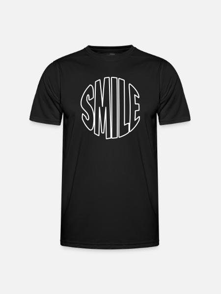 Clear smile lettering with contours - Men's Functional T-Shirt - black