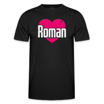 I Love Roman Pinkes Herz Ich liebe Roman - Männer Funktions-T-Shirt - Schwarz - Vorne - AI Model Male 178 dark (178cm)
