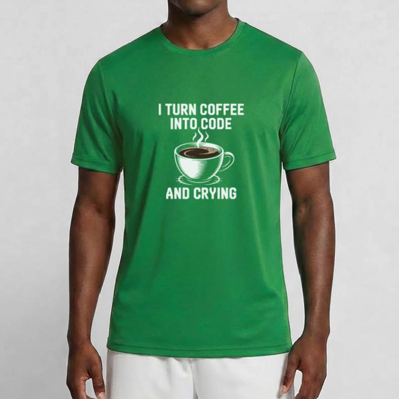 Coffee and programming debugging humor for Softwar Men's Functional T-Shirt