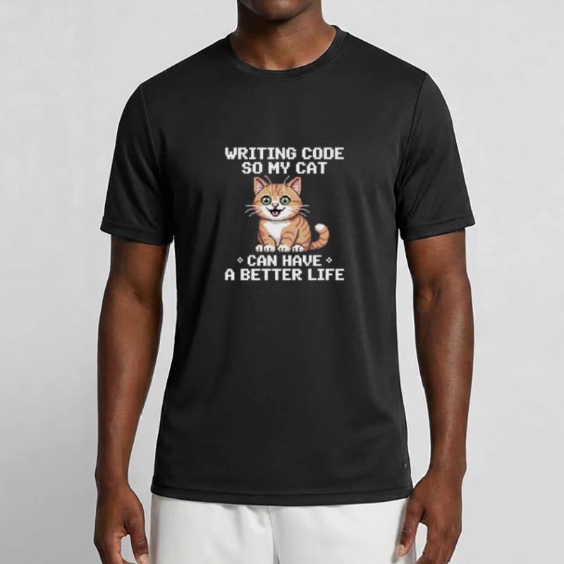 Programming Cat Funny Coding and Cat German Men's Functional T-Shirt