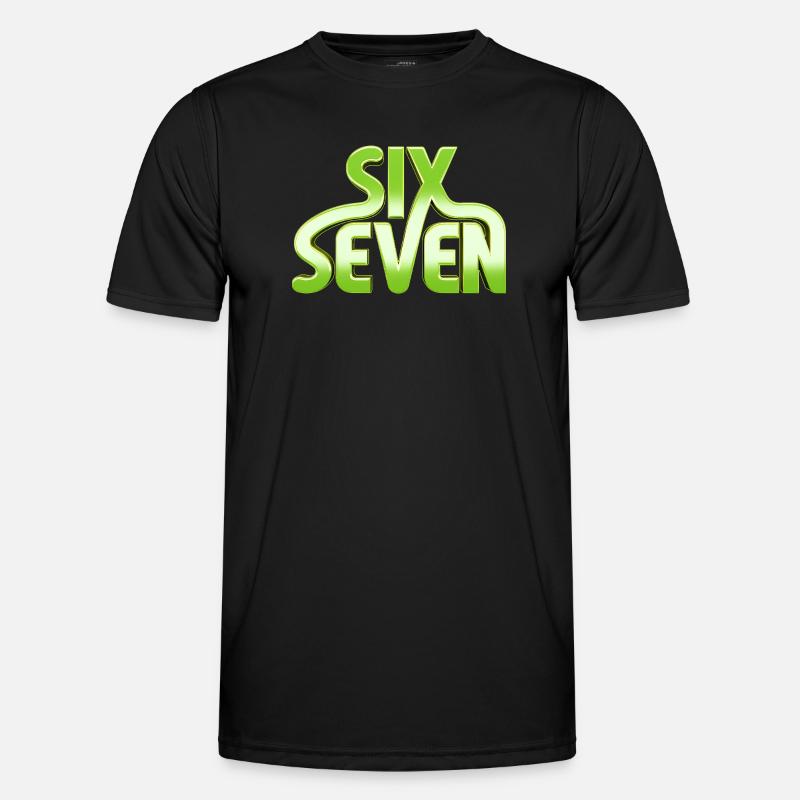 Six Seven 6 7 - 67 - Grøn typografi Meme Design - Funktionsshirt til herrer - sort
