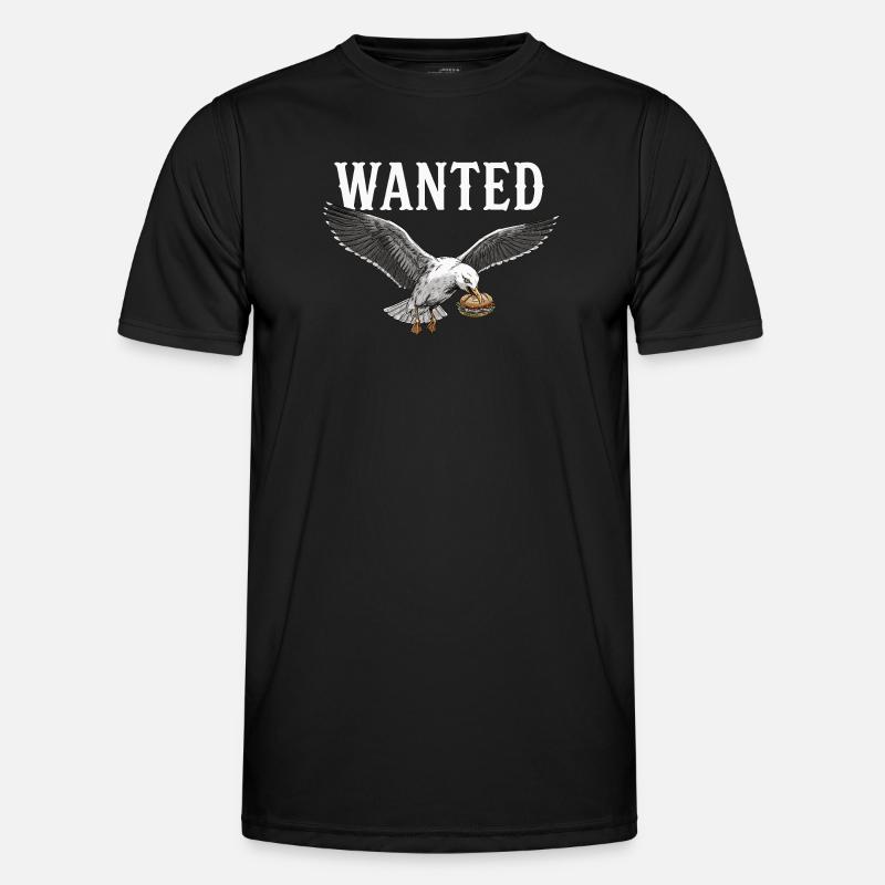Wanted Fish Roll Seagull - Men's Functional T-Shirt - black