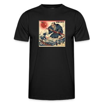 試験の終焉 Combat de samouraïs contre les examens scolaires - T-shirt sport Homme - noir - Devant - AI Model Male 178 dark (178cm)