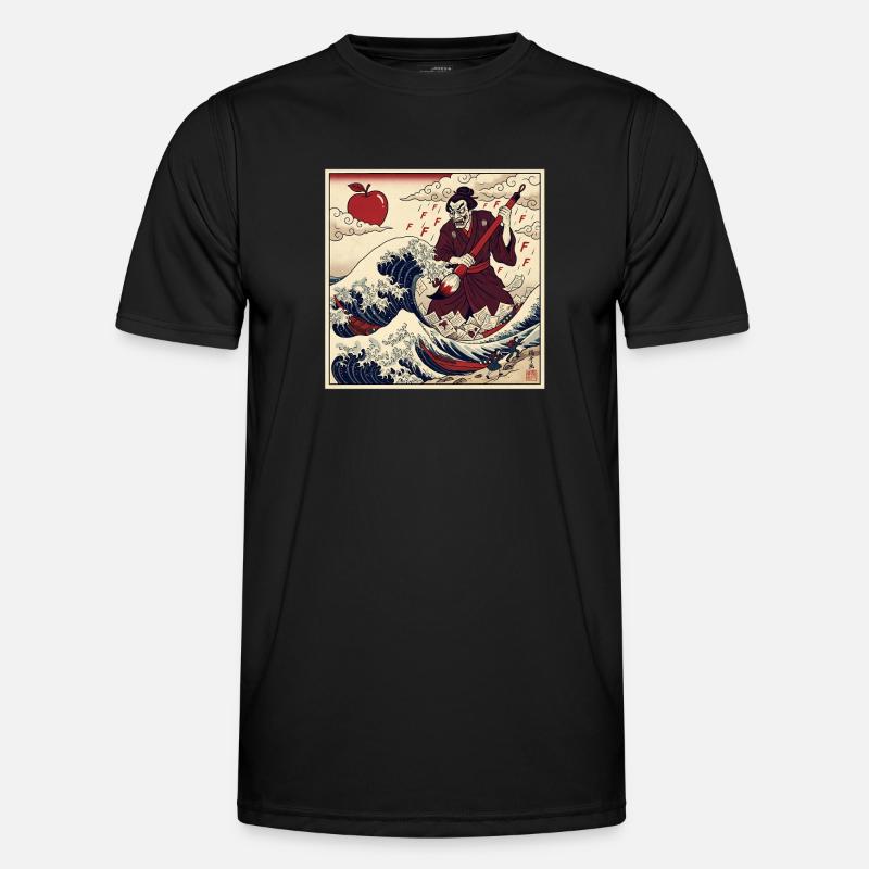 Samurai Teacher F Notes Tsunami Wave - Men's Functional T-Shirt - black
