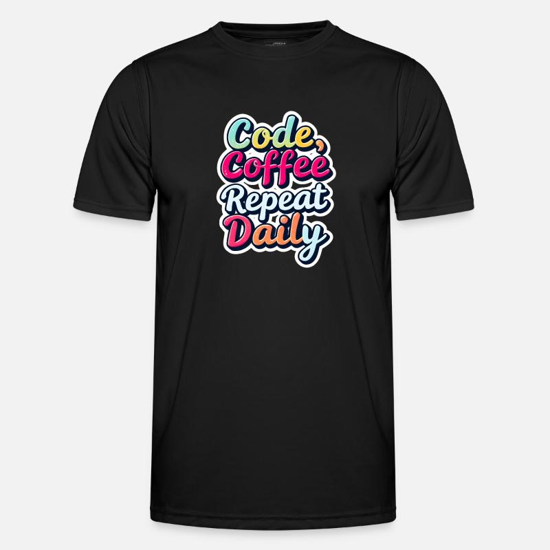 Code Schlaf Debug Wiederholungsprogramm Shirt - Männer Funktions-T-Shirt - Schwarz
