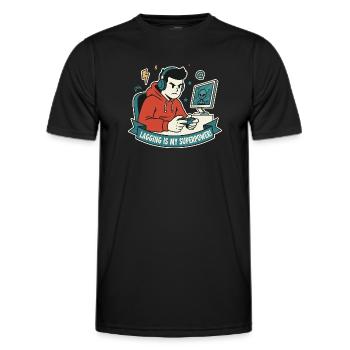 Lagging ist meine Superkraft - Männer Funktions-T-Shirt - Schwarz - Vorne - AI Model Male 178 dark (178cm)