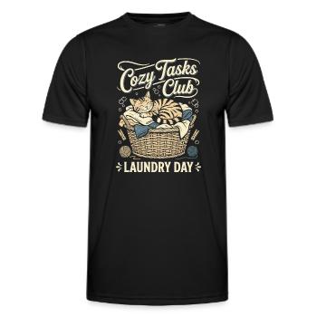 Cuddly kitten in the laundry basket - Men's Functional T-Shirt - black - Front - AI Model Male 178 dark (178cm)